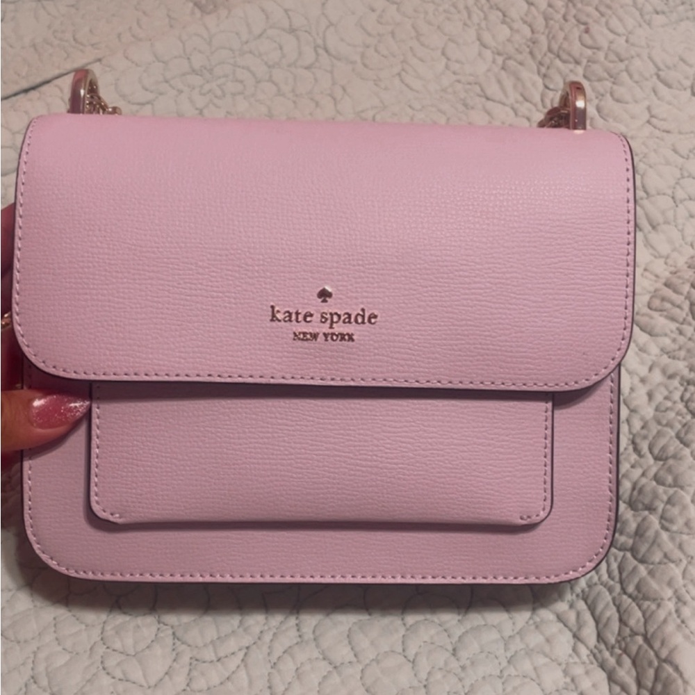 kate spade lilac leather flap shoulder or crossbody.